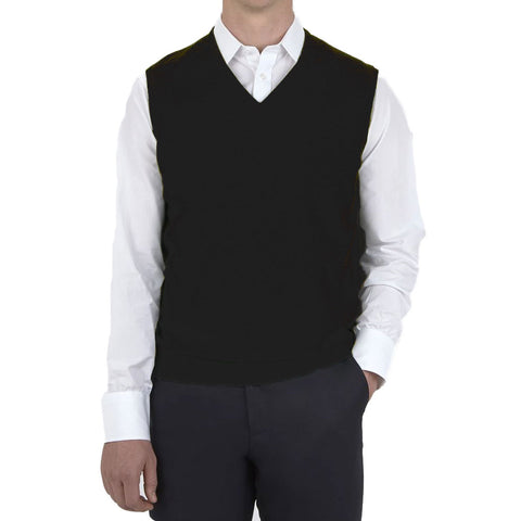 Turnbull & Asser Black Cashmere V-Neck Slipover KNLng155 $695 NEW