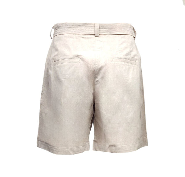 HoodLamb Women's Khaki Belted Wide Leg Hemp Shorts 420 NWT