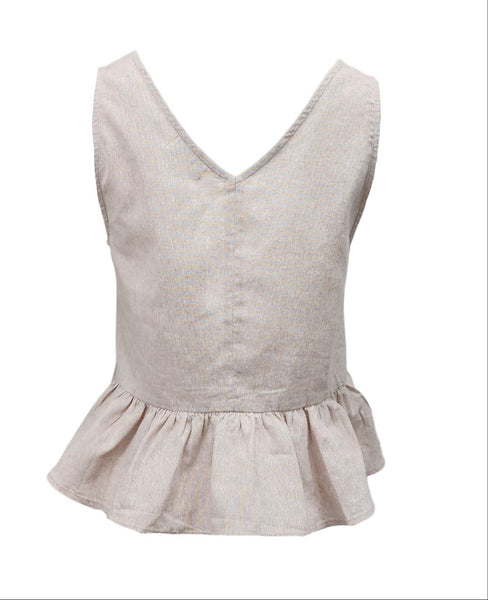 HoodLamb Women's Khaki August V-Neck Sleeveless Hemp Top 420 NWT