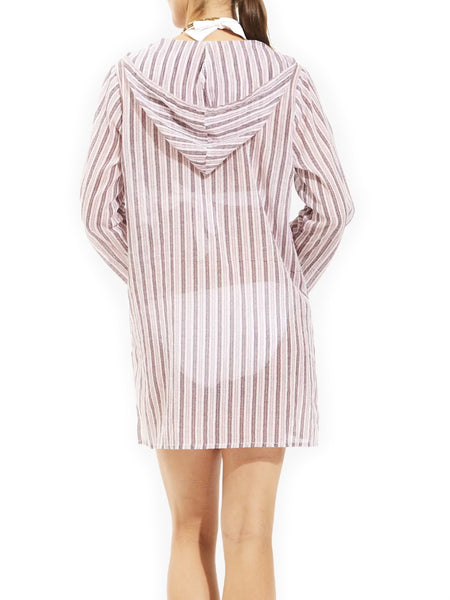 ROBERTA ROLLER RABBIT Women's Rose Kif Stripes Hooded Kurta Sz S $110 NEW