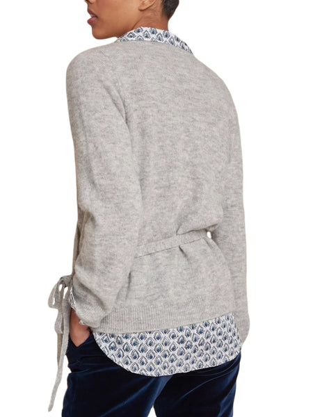 ROBERTA ROLLER RABBIT Women's Ice Grey Kim Cross Over Sweater Sz XL $225 NEW