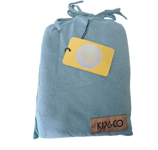 Kip&Co Pool Blue Jersey Cotton Fitted Bed Sheet NWT