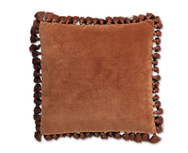 Kip&Co 20 Inch Cinnamon Velvet Tassel Cushion Cover