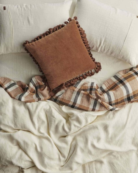 Kip&Co 20 Inch Cinnamon Velvet Tassel Cushion Cover