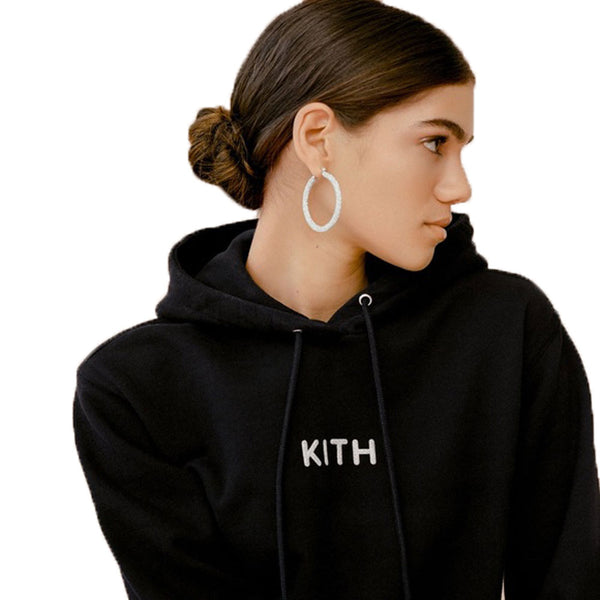 KITH Women's Black Glitter Logo Hoody KHW2076 Medium NWT