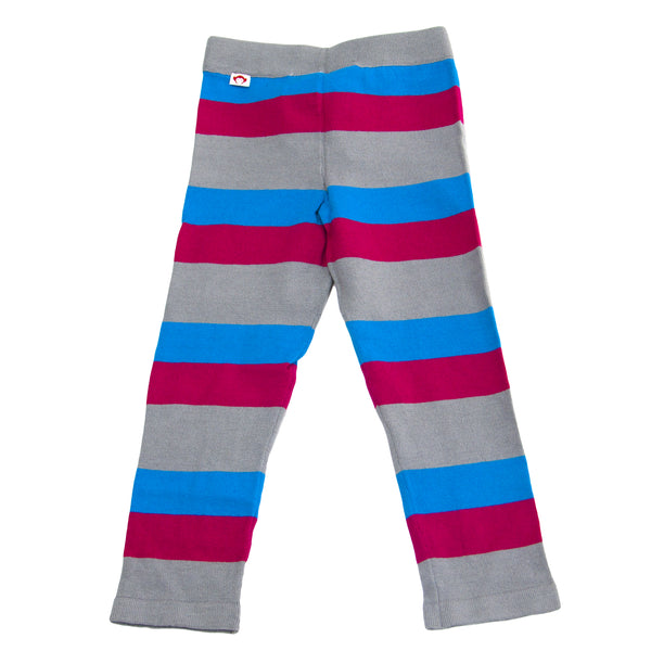 APPAMAN Little Girls' Grey/Pink/Blue Striped Knit Leggings $38 NWT