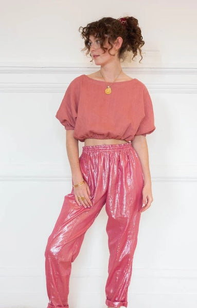 Suzie Kondi Women's Cropped Safari Top, Dusty Rose, Small