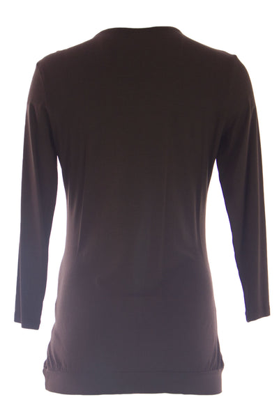 OLIAN Maternity Women's Brown Metal Buttons Front Accent Tunic Top M $110 NWT