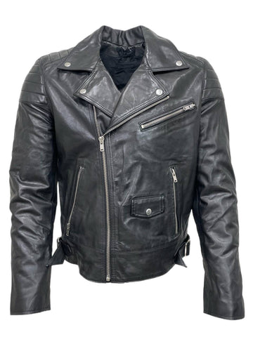 BLK DNM Men's Black Moto Leather Jacket 31 NWT