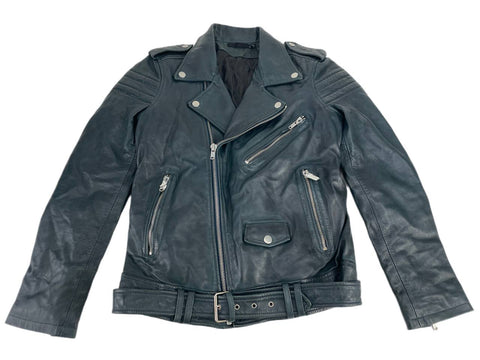 BLK DNM Men's Emerald Blue Moto Leather Jacket 8 NWT