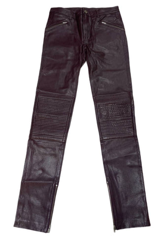 BLK DNM Women's Dark Violet Slim Fit Leather Pant 1 NWT