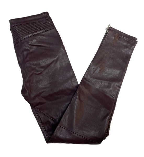 BLK DNM Women's Dark Violet Slim Fit Leather Pant 1 NWT
