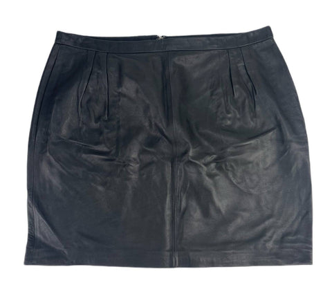 BLK DNM Women's Black Leather Mini Skirt 20 Size L NWT