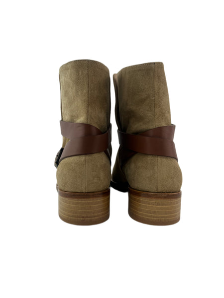 Marina Rinaldi Women's Sand Lacca Suede Ankle Length Boots Size 10 NWB