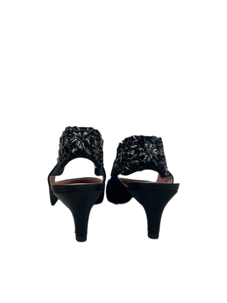 Max Mara Women's Nero Lalla Embellished Kitten Heel Slingback Pumps Size 5 NWB