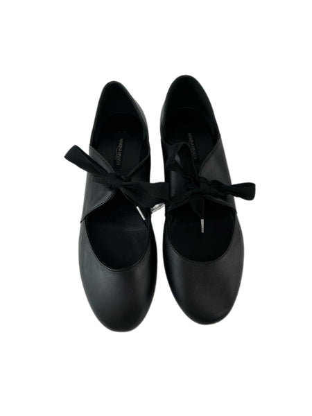 Marina Rinaldi Women's Nero Lapis Leather Lace Up Ballet Flats NWB