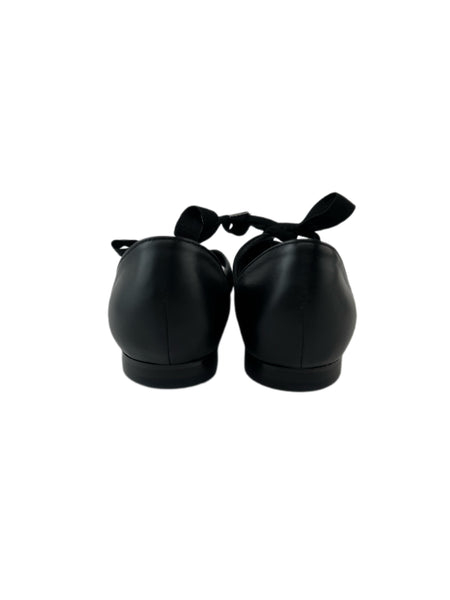 Marina Rinaldi Women's Nero Lapis Leather Lace Up Ballet Flats NWB