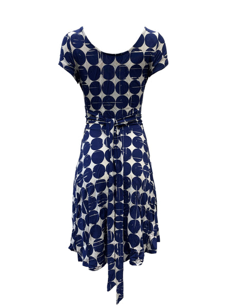 Leota Women's Blue Cafe Latte A-Line Midi Stretchy Dress #2497 Small NWT