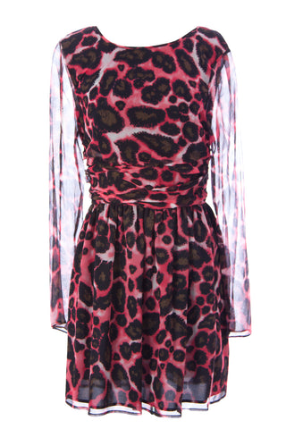 REBECCA MINKOFF Women's Powder Leopard Print Silk Laura Shift Dress $368 NWT
