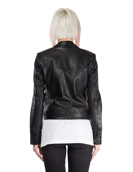 BLK DNM Women's Black Leather Jacket 56 #WKL20802 $895 NWT