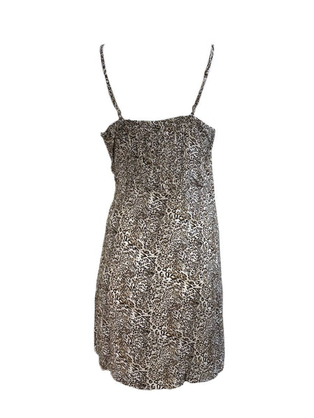 HEARTLOOM Women's Beige Leopard Print Wrap Dress Size M NWT