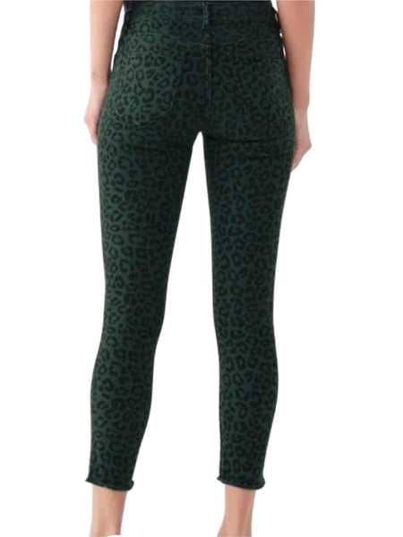 DL1961 Women's Snow Leopard Florence Cropped Mid Rise Instasculpt Jeans Size 28