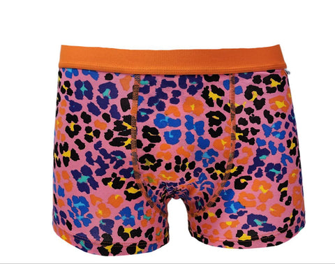 HAPPY SOCKS Men's Pink Leopard Cotton Breathable Soft Trunk Medium NWT