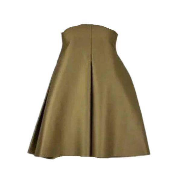 SOLACE London Women's Khaki Lexi Pleated Bonded Mini Dress NWT