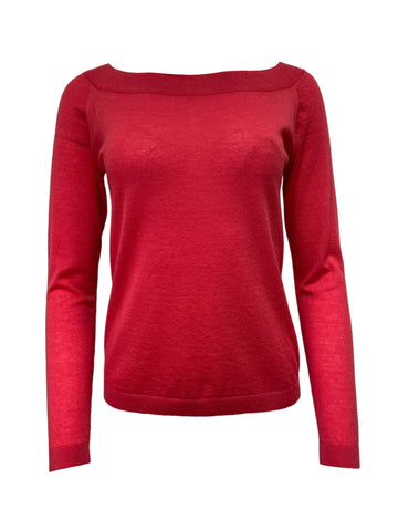 Max Mara Women's Red Libero Round Neck Cashmere Sweater NWT