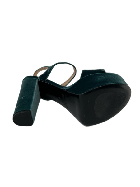 Marina Rinaldi Women's Dark Green Liliana Velour Platform Sandals Size 10