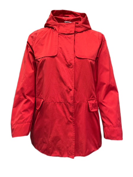 Marina Rinaldi Women's Red Livinston Hooded Rain Jacket Size 18W/27 NWT