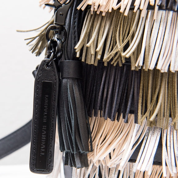 LOEFFLER RANDALL Multi Colored Industry Leather Fringe Bucket Bag $450 NWT
