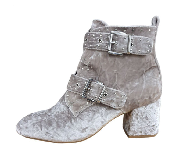 REBECCA MINKOFF Women's Grey Velvet Logan Booties #M6291001 NWB