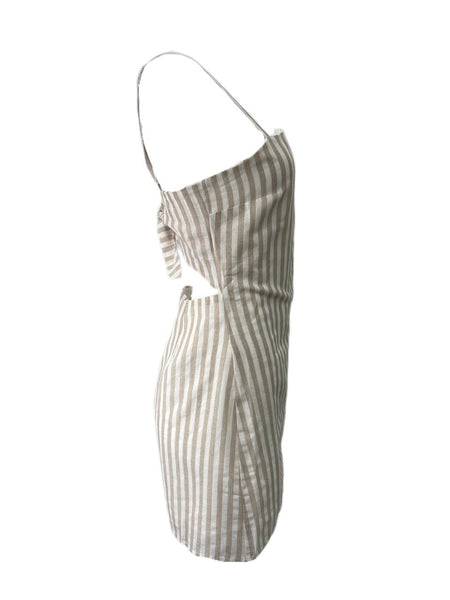 LOST IN LUNAR Women's Beige Stripe Lolita Mini Dress NWT