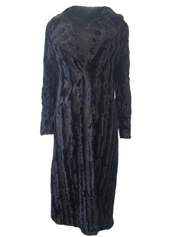 UNREAL FUR Women's Black Velvet Vegan Fur Underground Coat #8900465 Small NWT