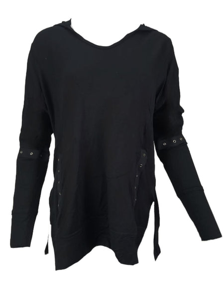 TEREZ Women's Black Round Neck Hoodie #2239640 NWT