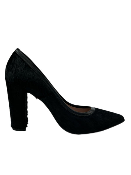 Marina Rinaldi Women's Black Look Block Heel Leather Pumps Size 10 NWB