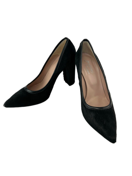 Marina Rinaldi Women's Black Look Block Heel Leather Pumps Size 10 NWB