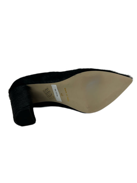 Marina Rinaldi Women's Black Look Block Heel Leather Pumps Size 10 NWB