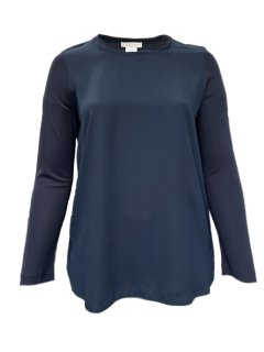 Marina Rinaldi Women's Navy Lucrezia Pullover Blouse NWT