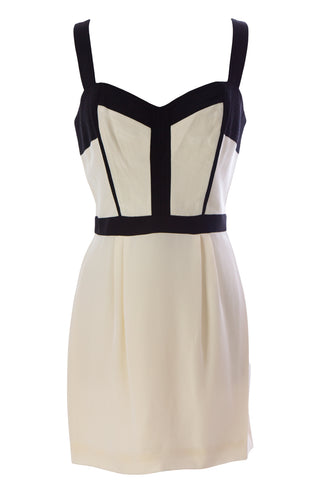 REBECCA MINKOFF Women's Cream & Black Bustier Sheath Dress $398 NWT