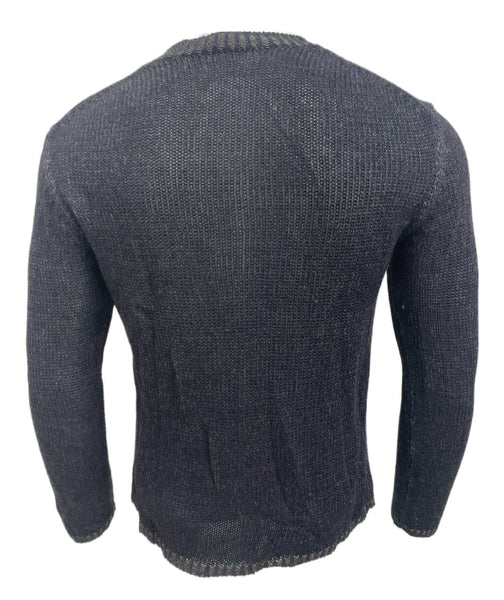 BLK DNM Men's Navy Green Crew Neck Sweater 40 NWT