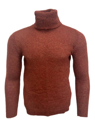 BLK DNM Men's Brick Red Melange Alpaca Merino Turtleneck Sweater 12 Size S NWT