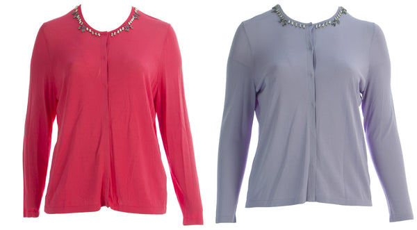 MARINA RINALDI Womens Menta Embellished Collar Cardigan $750 NWT