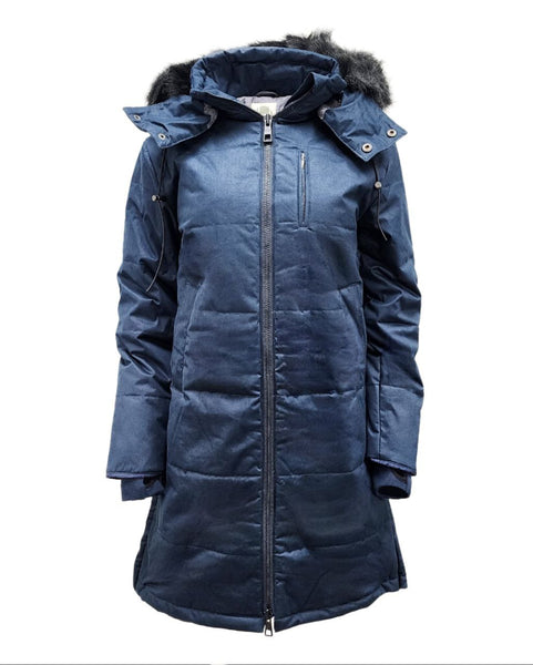 HoodLamb Women's Midnight Blue Nordic Hemp Warm Vegan Puffer Coat NWT