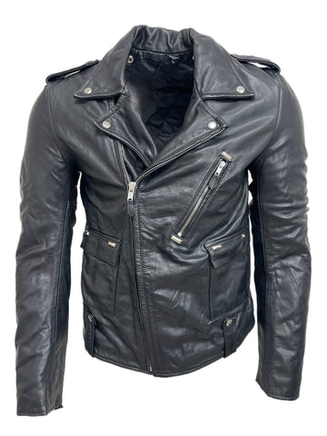 BLK DNM Men's Black Leather Jacket 65 #MKL11901 Medium NWT