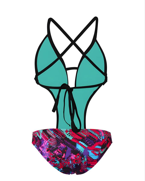 DOLFIN Women's Purple Mistik Open Back One Piece Swimsuit #9520 Medium NWT