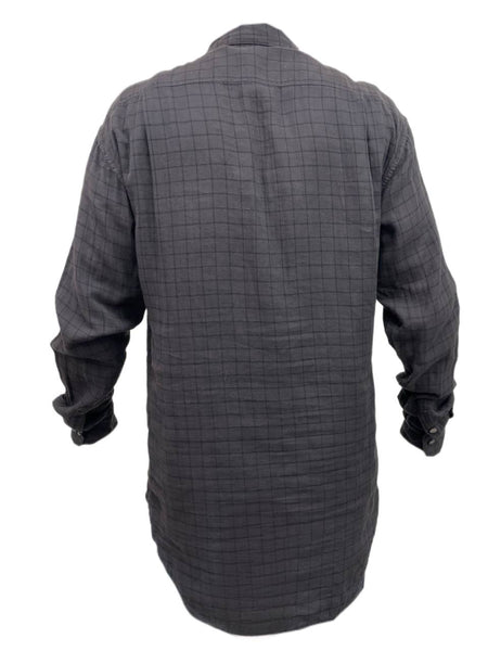 BLK DNM Men's Grey Over Black Long Sleeve Cotton Pullover Shirt 81 Size S NWT