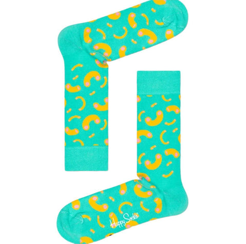 HAPPY SOCKS Women's Blue Macaroni Cotton Crew Socks Size 5.5-9.5 NWT