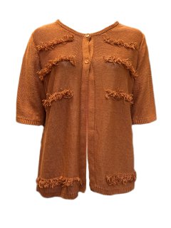 Marina Rinaldi Women's Brown Magico Knitted Short Sleeves Cardigan Size XL NWT